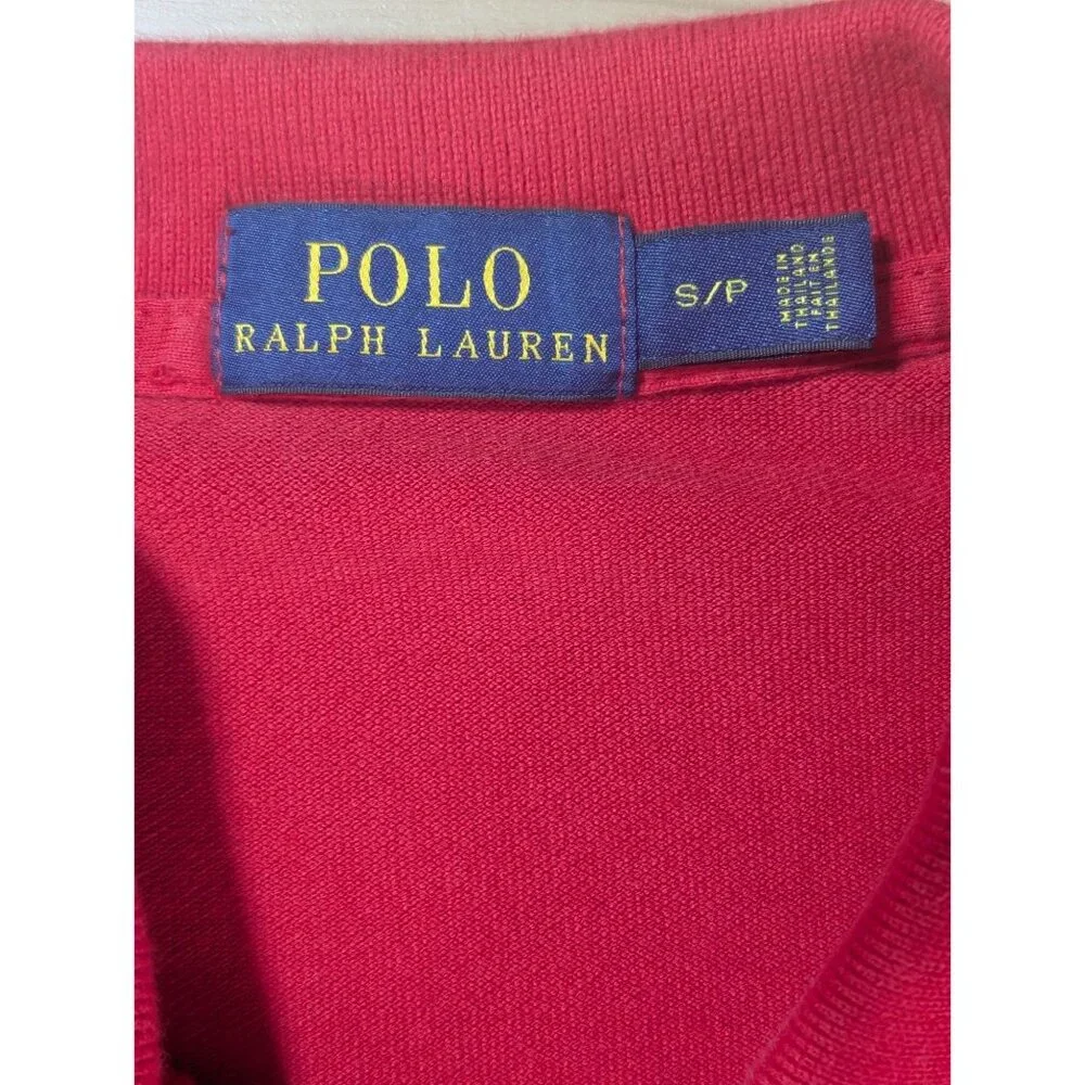 Polo Ralph Lauren Boys Small‎ Red Polo Shirt Embroidered Crest Suede Patch Youth
